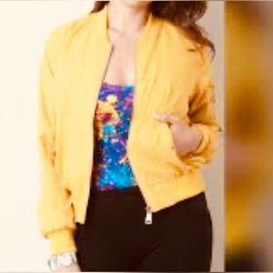 Outer Edge Mudd Yellow Bomber Jacket size medium women
